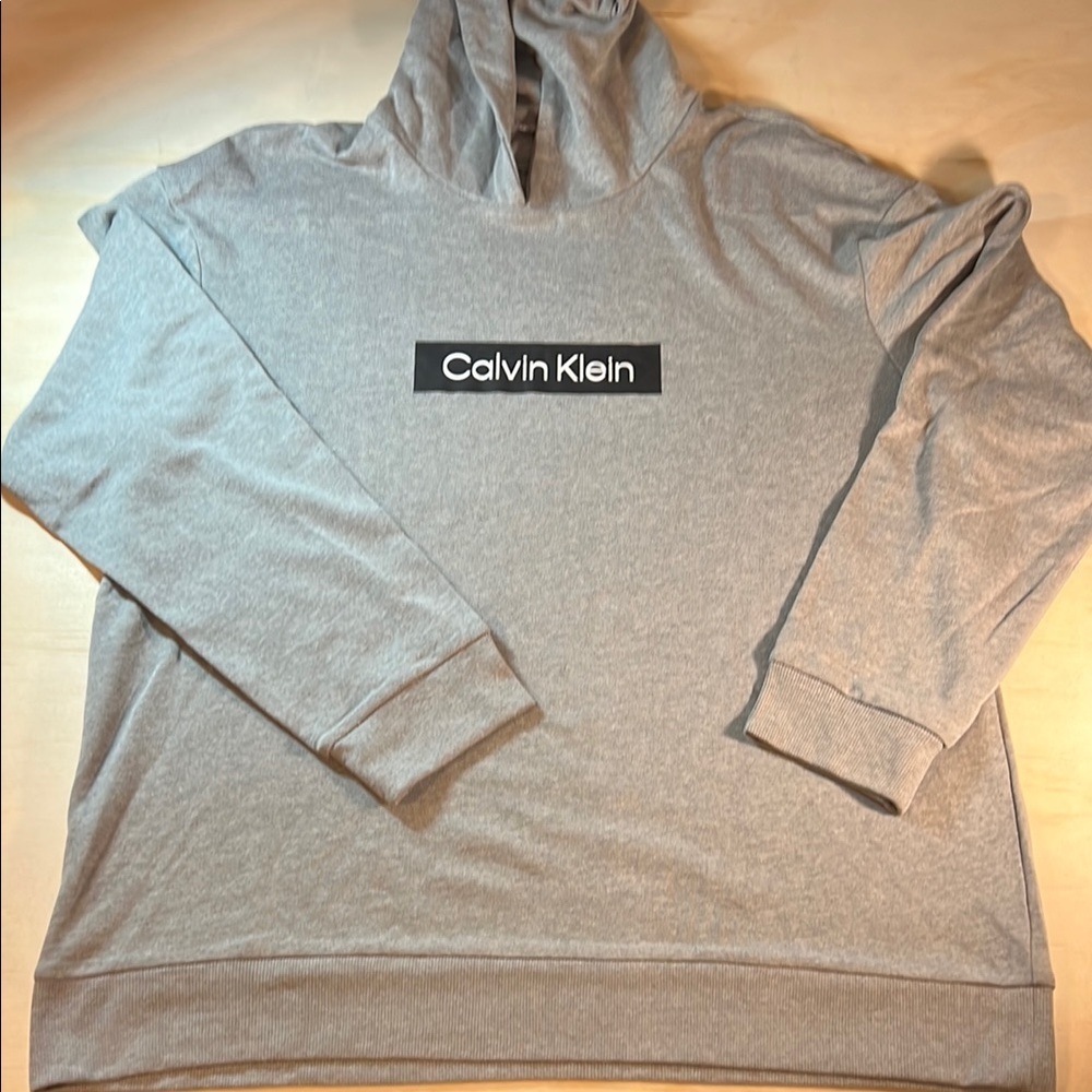 Calvin Klein Light Gray Pullover Lightweight Hoodie Sz XL
